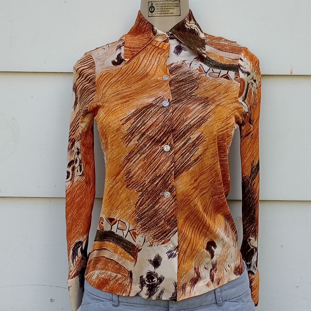 Vintage 70s Abstract Western Button Down